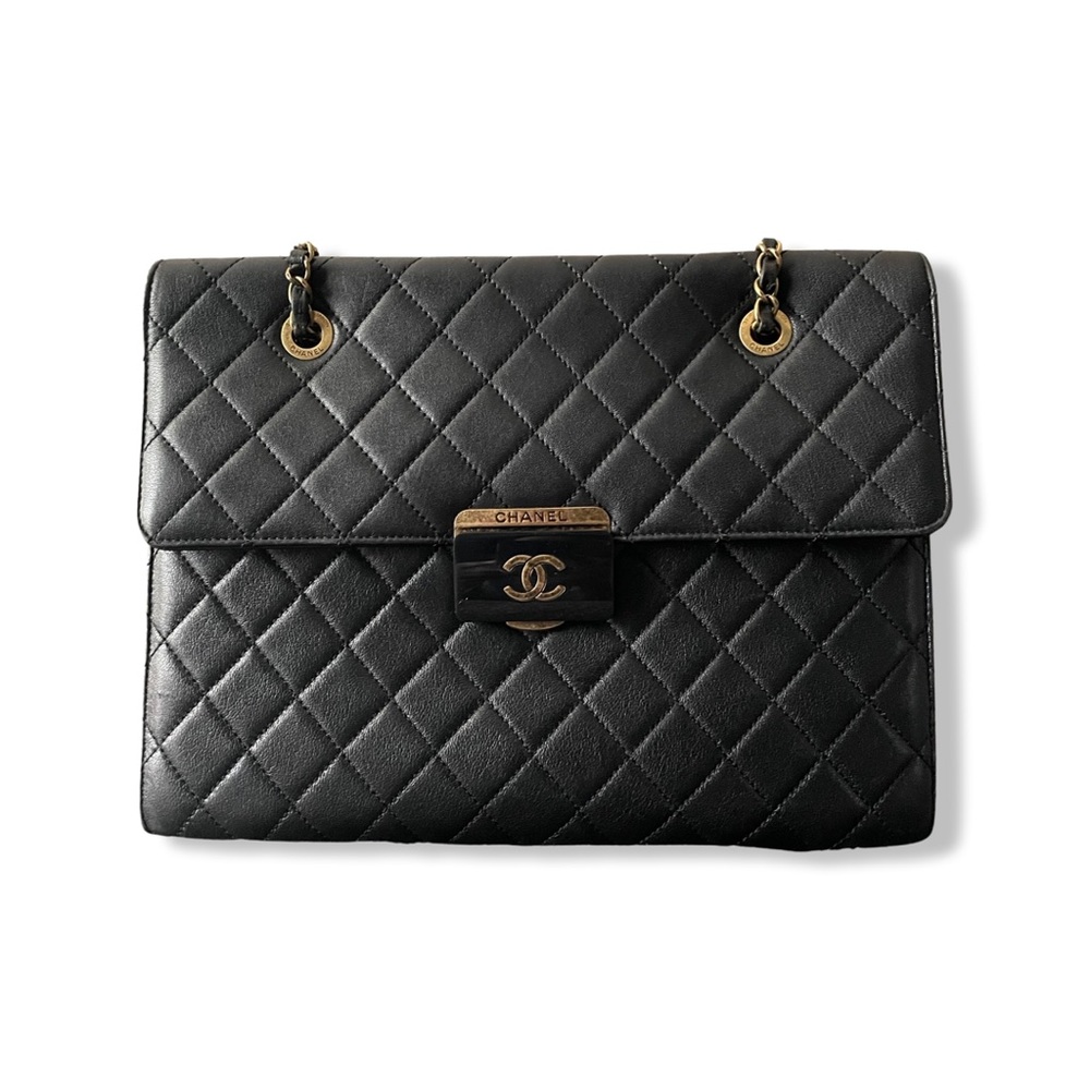 CHANEL Lambskin Quilted Beauty Lock Tote Leather Flap Medium Handbag Purse - Picture 3 of 15